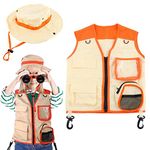 Outdoor Explorer Kit for Kids, Vest and Hat Set, Explorer Kit Role Play Cosplay for Explorer Zookeeper Park Ranger