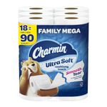 Charmin Ultra Soft Toilet Paper, Family Mega Roll with Cushiony Touch (5X More Sheets*), 18 Count