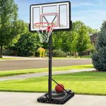 Best Choice Products 10ft Regulation-Size Basketball Hoop, 7.5-10ft Height Adjustable Outdoor Portable Goal System w/Shock Absorbent Rim, High-Performance Base Gel, 2 Wheels