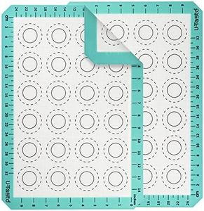 U-Taste 500ºF Heat Resistant Macaron Silicone Baking Mat, Non Stick Reusable Cookies Pastry Sheet Liner with Edge Enhancement Circle Measurement (Half Sheets Size, Pack of 2, Aqua Sky)