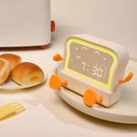 Yenergy Funny Toast Alarm Clock|Snooze/Timer Settings|Three Sets of Alarms|Dazzling Colorful Lights Cycle|Calendar|Reusable USB Charging (Clock-Yellow)