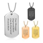 howson london Personalised Dog Tag Pendant Mens Necklace Fathers Day Army Card Identity Necklace Gift for Him Boyfriend Husband Dad Birthday Christmas Thank You Teacher Gifts(Silver)