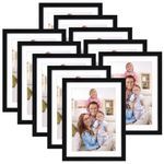 Giftgarden Black 7x5 Photo Frames with Mat,8x6 Photo Frames without Mat, 5x7 Picture Frame Set of 10 for Wall or Tabletop,Suitable for Home and Office