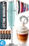 Zulay Kitchen Powerful Milk Frother Wand With Duracell Batteries - Ultra Fast Handheld Drink Mixer - Electric Whisk Foam Maker for Coffee, Lattes, Cappuccino & Matcha - Z1 Motor - Fresh Mint