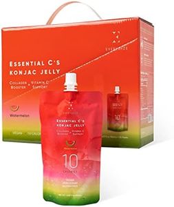 EVERYDAZE Essential C’s Collagen + Vitamin C Konjac Jelly | Vegan, 10 Calories, 0 Sugar | Watermelon | 10 Packs | Healthy Diet Pouch Drinkable Snack Drink, Weight Management