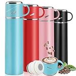 Insulated Water Bottle, 550ml Travel Vacuum Flask, Leakproof Thermal Tea Mug with Lid & Handle, Reusable Metal Drinks Bottles Coffee Cup Stay Hot & Cold Up to 12 Hours for Work Sports/Work/Travel,Blue