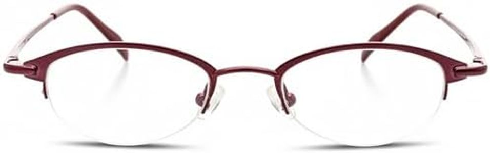 Hit Notion Optical Eyewear - Oval Shape, Metal Half Rim Frame - for Women or Men Prescription Eyeglasses RX, Plum