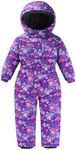 M2C Girls Floral One Piece Overall Snowsuit Winter Warm Ski Suit Purple Hearts 5T