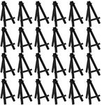 U.S. Art Supply 5" Mini Black Wood Display Easel (Pack of 24), A-Frame Artist Painting Party Tripod Easel - Tabletop Holder Stand for Small Canvases, Kids Crafts, Business Cards, Signs, Photos, Gifts