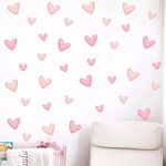 Wall Stickers for Girls Room Wall Decal Peel and Stick Vinyl Stickers DIY Cute Decorations for Bedroom Nursery Nursery Living Room 6 Sheets (Pink Heart)