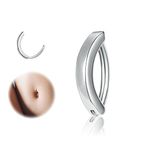 ZS 14G Clicker Belly Button Rings for Women, 925 Sterling Silver Belly Barbell Piercing Reverse Curved Navel Barbell Body Jewelry (10mm)