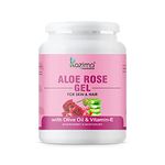 KAZIMA Aloe Rose Gel with Pure Aloe Vera, Olive & Vitamin E for Face, Skin & Hair - Moisturizing, Sunburn, Acne Scars, Wrinkles & Dark Circles (500 Gram)