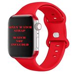 PEFKO PSS04 Double Loop Soft Silicone Watch Straps Compatible With Apple iWatch Band For Apple Watch Series 8/7/6/5/4/3/2/1/SE (38MM 40MM 41MM, RED)