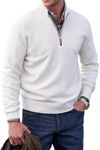 2024 New Men's Cashmere Business Casual Zipper Sweater,Quarter Zip Mens Sweater (White,2XL)