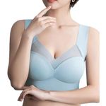 Luella Light Support Wireless Bra, Seamless No-Line Ultra-Soft Leisure Bralette, for Sleep, Yoga and Everyday Use,/Stretchy Back/Comfortable Design (in, Alpha, L, Regular, Sky Blue)