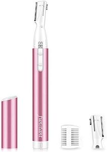 Funstant Upgraded Eyebrow Trimmer, Facial Hair Trimmer Battery-Operated Eyebrow Razor for Women with Comb, No Pulling Sensation Painless for Face Chin Neck, Upper-Lip, Peach-Fuzz (.Pink-.3)