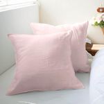 Simple&Opulence 100% Washed Linen Euro Shams Basic Style (26'' x 26'') - Pack of 2 - Solid Color Pillow Shams Natural Flax Square Throw Pillow Covers - Blush Pink