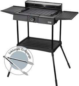LEBENLANG 2in1 Elektrogrill Tischgrill elektrisch - Inkl. Standfuß & Grillzange I Elektro Grill für Draußen & Drinnen Balkon Tisch 2000W I Electric Grills Elektrische Tischgrills BBQ Balkongrill
