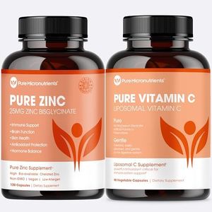 Pure Zinc Bisglycinate & Liposomal Vitamin C Immunity Bundle – High Absorption, Energy & Vitality, Gentle on Stomach, Clean Ingredients, Non-GMO, Easy-to-Digest Formula, Pure Micronutrients