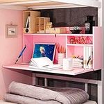 JXUFGYES Folding Computer Desk Bunk Bed Table Dinner Table Wall Mount Desk Portable Collapsible Fold Down Laptop Writing Side Desk for Loft Bed Space Saving Convertible Storage Rack