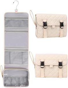 Relavel Travel Hanging Toiletry Bag, Waterproof Hanging Toiletry Bag Set for Men and Women, Compact Cosmetic Bag Organizer with Hanging Hook, Makeup Organizer for Bathroom Shower (Off-White),