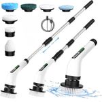 SWOMMOLY Electric Spin Scrubber, Full Body Waterproof Cordless Cleaning Brush with 7 Replaceable Brush Heads Power Scrubber Shower Adjustable & Detachable Handle for Bathroom, Tub, Tile, Floor, Car