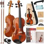Kmise Teacher Approved 4/4 Full Size Violin Starter Kit for Adults Beginners Students, High Density Ebony Acoustic Violins, Fiddle Bundle with Case, Bow, Rosin, Strings, Shoulder Rest & Guide