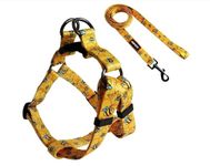 Cosyhome London Dog Harness Leash Set, Breathable,Adjustable,Dog Lead and Harness No Pull Small Medium Large dog (yellow bees, M)