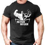 Crown Designs No Pain No Gain Bodybuilding Weight-Training Sports Tapered Fit Top for Men and Teens - Gym T/Black/XL