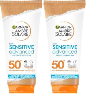 Garnier Ambre Solaire SPF 50+ Sensitive Advanced Sun Cream, For Sensitive Skin, Water Resistant & Non-Greasy Sunscreen, SPF 50 UVA & UVB Protection, Approved by Cruelty Free International, 175ml