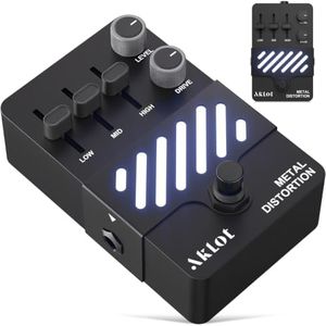 AKLOT Metal Distortion Guitar Pedal: Crushing High-Gain Riffs to Searing Lead Sustain, Tight Punchy Low-End Attack, Gain & Tone Controls, Mini Guitar Electric Guitar Pedal True Bypass, NEON Blaze