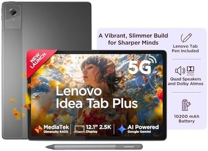 Lenovo Idea Tab Plus with Pen |Wifi +5G |12.1" 2.5K Display, 800nits Peak Brightness |8GB RAM + 256GB ROM (Expandable upto 2TB)| MediaTek Dimensity 6400| 10200mAh|4 Speakers with Dolby Atmos|Luna Grey