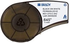 Brady M21-375-C-342 7' Length, 0.645" Width, B-342 Permasleeve Heat-Shrink Polyolefin, Black on White Color PermaSleeve Markers for BMP 21 Mobile Printer and IDPAL