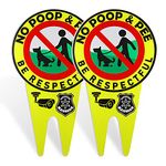 2 Pieces 13.8 x 7.8 Inches No Pooping Dog Signs with Stake Glow in The Dark, Be Respectful Sign for Stopping the Dog from Pooping or Peeing on the Lawn (yellow)