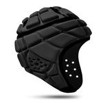 Great Call Athletics Flag Football Helmet Pro Rugby Scrum Cap Padded Headgear Adjustable Adult Youth Red Black Head Protector (Black, Medium), RUG-500