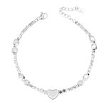 Heart Bracelet Silver Bracelet for Women Adjustable Charm Bracelet Love Bracelet Silver Jewellery for Womens Birthday Gifts