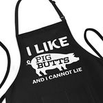 APRON DADDY Funny Apron for Men - I Like Pig Butts and I Cannot Lie - Adjustable Large 1 Size Fits All - Poly/Cotton Apron with 2 Pockets - BBQ Gift Apron for Dad, Chef, Husband, Chef