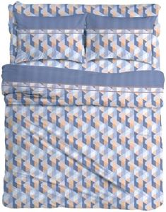 MAXIME MAISON - Set Lenzuola Letto Singolo Cotone Stampate, Completo Letto Singolo Cotone con Federa, Lenzuolo 100% Puro Cotone Anallergico, Biancheria da Letto Made in Italy (Linko Blu)