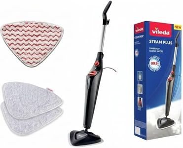 Vileda Steam Plus Dampfreiniger mit PowerPad und 2 Mikrofaser-Ersatzpads | Hygienischer Bodenreiniger für Fliesen, Laminat & Parkett | Aufheizzeit: 15 Sekunden | Comfort-Pack