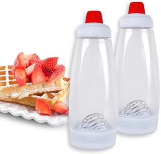 2 Pack Pancake Batter Dispenser and Mixer with BlenderBall Wire Whisk Batter Bottle Squeeze Kitchen Pancake Shaker Batter Dispenser Bottle Baking Tool for Cupcakes, Muffins, Crepes, and More