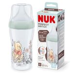 NUK Perfect Match Baby Bottle | 3+ Months | Adapts to Baby's Palate | Temperature Control | Anti Colic Vent | 260 ml | BPA-Free | Medium Silicone Teat | Disney Winnie The Pooh