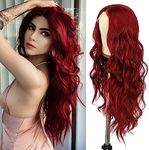 SAPPHIREWIGS Red Front Wigs for Women Fashion Glueless Long Wavy Wigs Lace Front Natural Looking Synthetic Heat Resist Fiber Red Wig Party Christmas Wig 24inch