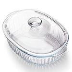 NUTRIUPS 3L Oval Glass Casserole Dish with Lid, Borosilicate Glass, Large Oval Casserole Dish for Oven, Casserole Dish with Lid (31×21.5×13cm）