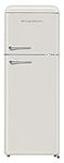 Frigidaire EFR756-CREAM EFR756, 2 Door Apartment Size Retro Refrigerator with Top Freezer, Chrome Handles, 7.5 cu ft, Cream