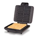 DASH No Mess Belgian Waffle Maker: Non-Stick Double Sided Heating Plates with Excess Batter Catcher, Silver