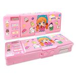 Pop Up Multifunction Pencil Case for Girls, Cute Cartoon Pen Box Organizer Stationery with Password Lock, Sharpener, Schedule, Whiteboard, School Supplies, Best Birthday Gifts for Kids Teens(Pink 2)