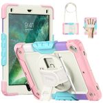 Timecity Case for iPad 6th Generation Case, iPad 5th Gen Case, iPad Air 2 Case, iPad Pro 9.7 Case, iPad 9.7 case,Heavy Duty ShockProof Cover with Screen Protector, KickStand, Hand Strap, Pink (Camo)