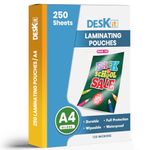 Deskit A4 Laminating Pouches, Gloss, Bulk Pack 250 Sheets, 150 Microns - for High Volume and Multi-Projects Laminations