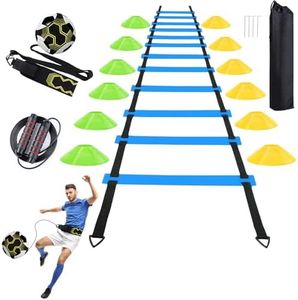 AOPUETRX Agility Training Equipment Set, 20ft 12 Rungs Agility Ladder,12 Soccer Cones, Jump Rope, Solo Soccer Trainer,Basketball Football Soccer Training Equipment