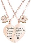 MJartoria BFF Necklace for 2-Valentines Heart Matching Necklace Best Friends Pendant Friendship Necklace Set of 2 Birthday Gifts (Rose Gold, together forever-butterfly)